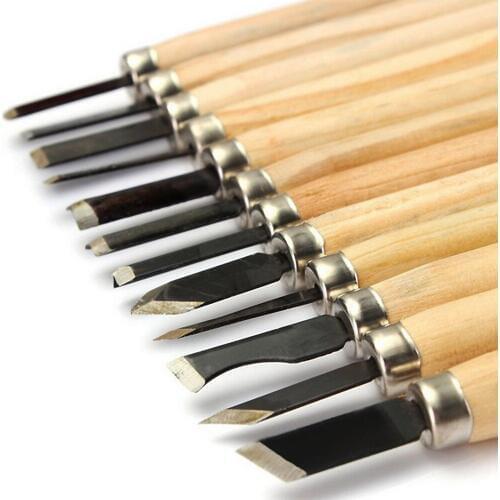 12Pcs/Set High Carbon Steel Wood Carving Chisel Professional Chip Detail Chisel For Woodworking Hand Tools 12 Different Shapes 3