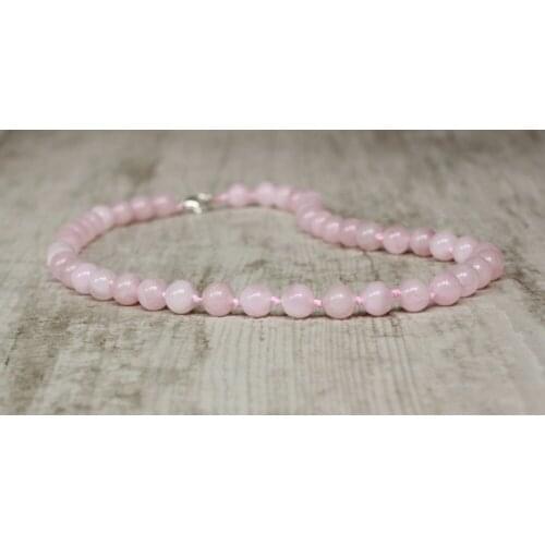 18'' RoseQuartz necklace Hand Knotted Prayer Meditation Necklaces Yoga Jewelry Collar necklace Short Necklace gift for her wife