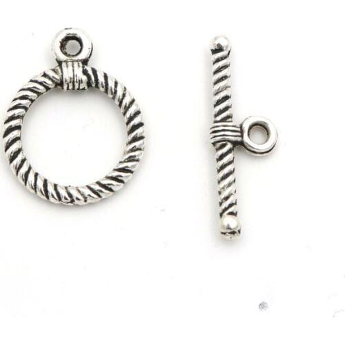 5 Pairs Antique Silver Stripe Round OT Clasp For Bracelets Jewelry Making Bracelet Necklace Diy Accessories Needlework Wholesale