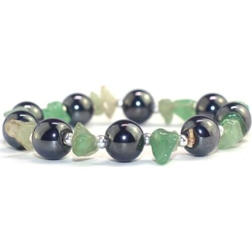 FYSL Handmade Weave Hematite Stone Connect Irregular Shape Green Aventurine Bracelet Amethysts Jewelry