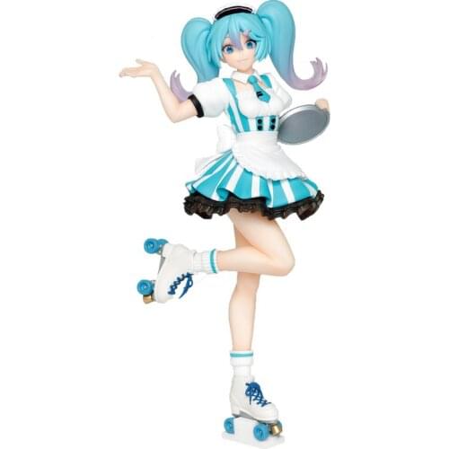 Bandai Hatsune Miku Pulley Coffee Maid Action Figure PVC Model Doll Decoration Toy Adult Childrens Gift