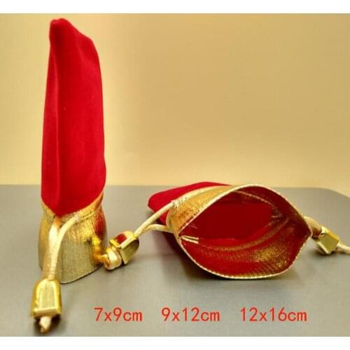 50Pcs Velvet Gold Trim Drawstring Jewelry Gift Bag/Pouch Jewelry Packaging Bags Wedding Christmas Gift Decoration Packing Bags