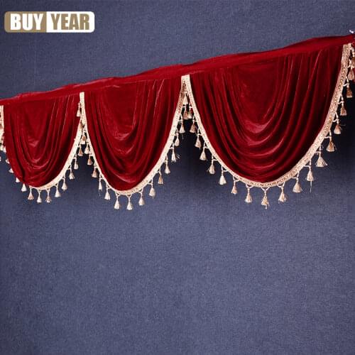 Home Decoration Gold Velvet Background Decoration Mantle Headband Tassel Wedding Celebration Stair Handrail Mall Velvet Valance