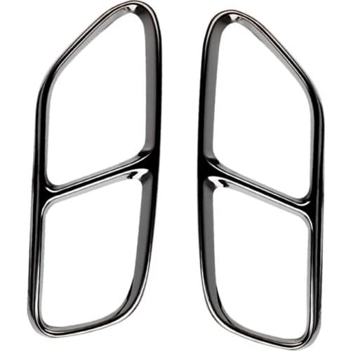 1Pair Black Titanium Rear Exhaust Muffler Tip End Pipe Decoration Stainless Steel Fit for Audi A4 B9 2017 2018 2019