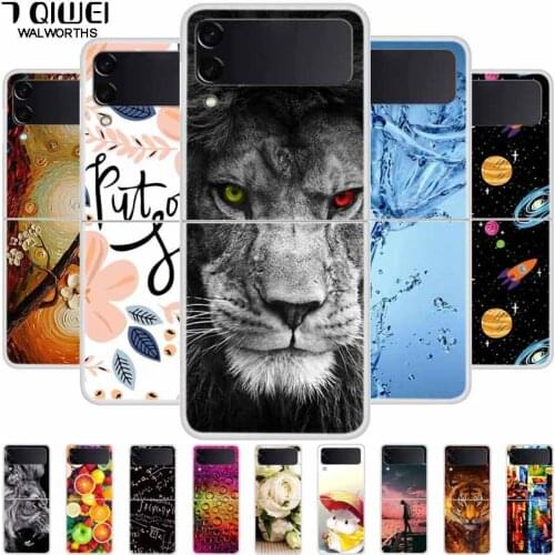 For Galaxy Z Flip 3 Case ZFlip3 Flower Protective Plastic Phone Cover for Samsung Galaxy Z Flip3 5G Case ZFlip 3 Clear Bumper