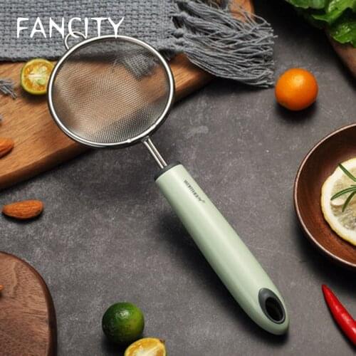 FANCITY Stainless steel colander, filter spoon, soy milk filter, oil leakage, household small large noodle spoon, colander