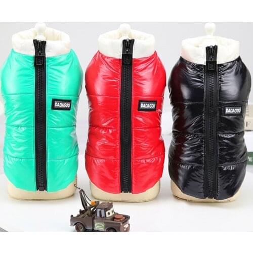 Glossy Dog Coat Jacket Winter Pet Vest Jacket With Zipper Classic Solid Warm Dog Clothes For Small Dogs Chihuahua Pet Outfit XXL