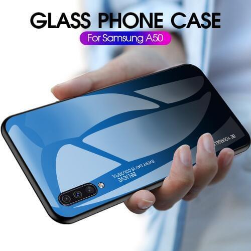 Gradient Tempered Glass Case For Samsung Galaxy A70 A50 2019 Case A10 A20 A30 A40 A60 A20E M20 M10 M30 A10S A80 Phone Cover Bags