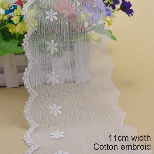 10yards 11cm greige cotton embroidery lace french lace ribbon fabric guipure diy trims warp knitting sewing Accessories#3714