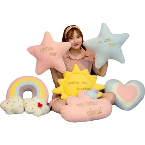 Cartoon Rainbow Cloud Sun Star Plush Toy Throw Pillow Cushion Plush Kids Girl Bedroom Decoration Baby Christmas Birthday Gifts