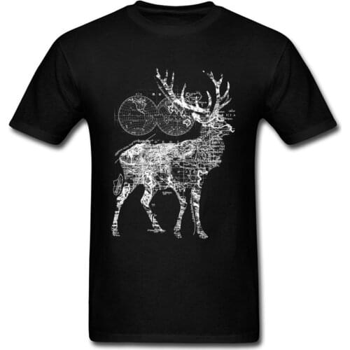 Deer Wanderlust T-shirt Men T Shirt Geek Chic Tshirt Unique Summer Clothing Fathers Gift Tees Cotton Tops Black White