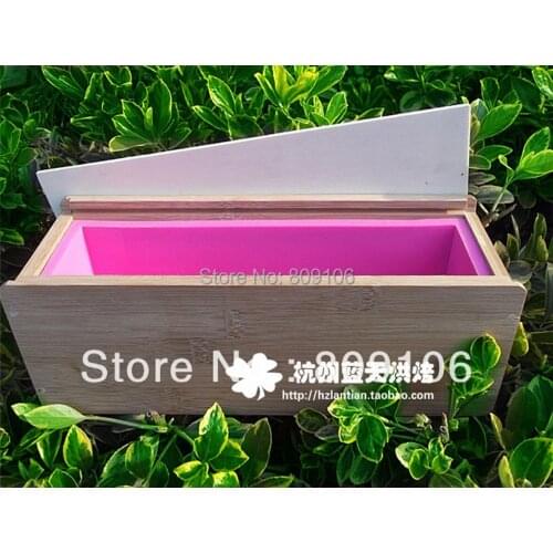 Cold soap molld Silicone toast mold +bamboo box soap 1.2kg 26*7*7.7cm