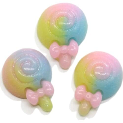 New Arrive Jelly Lollipop Flatback Resin Embellishments Kawaii Sweet Candy Charms Craft For Scrapbooking Hair Bows Decor