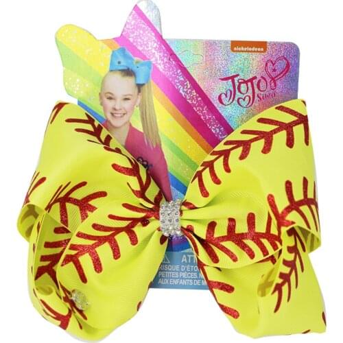 NEW 8inch Hair Bow Big Softball Team Baseball Glitter Cheer Bows Hair Clip bowknot headwear for Cheerleading GirlsDrop Shippin