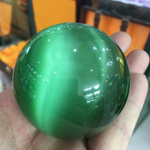 Rare Natural Quartz green Cat Eye Crystal Healing Ball Sphere 60mm + Stand 5AAA