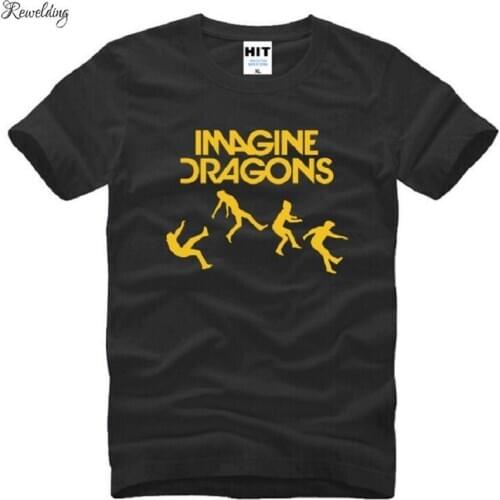 Rock Band Imagine Dragons Print T Shirt Men Hip Hop Short Sleeve O-Neck Cotton Man T-Shirt Cool Tee Shirt Homme Camisa Masculina