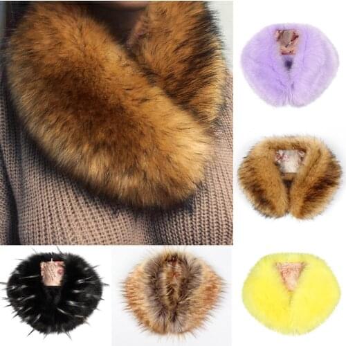 Women Winter Fashion Faux Fox Fur Fluffy Collar Scarf Shawl Neck Warmer Gift Cotton Shawl Woman Warm Necklaces Scarves Scarf