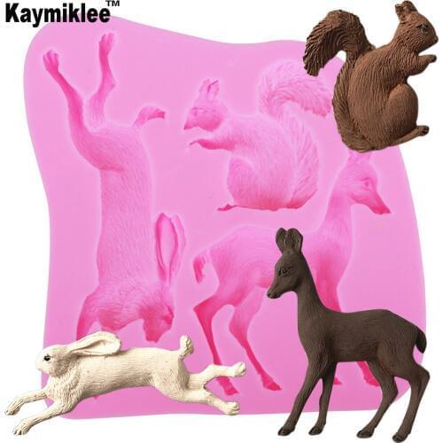 M994 Squirrel / Rabbit / Deer Silicone Mold Fondant Sugar Candle Paste Jelly Moulds Fondant Cake Decorating Tools