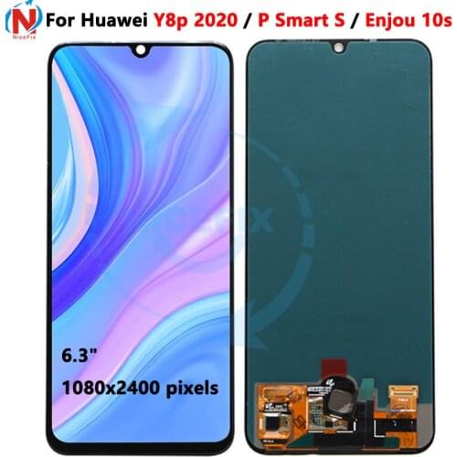 Super amoled LCD For Huawei Y8p 2020 Display Touch Digitizer Screen with frame For Huawei P Smart S Y8P AQM-LX1 LCD Display