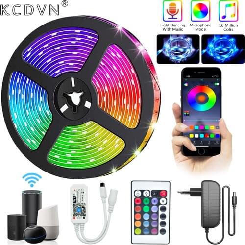 LED Lights Strip RGB 5050 2835 SMD DC 12V Flexible Not Waterproof Diode Tape WiFi Remote Controller Room Festiva Decoration Lamp