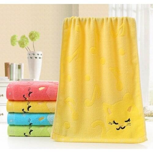 High Quality Non-twisted Bamboo Fiber Music Cat Baby Wash Towels Spa Facial Bath Towel