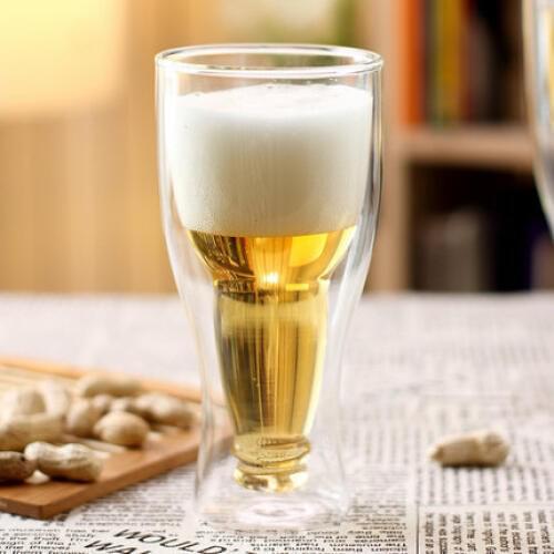Explosion-proof insulation creative large-capacity double-layer glass beer glass red wine glass bar mug cold drinks juice muh