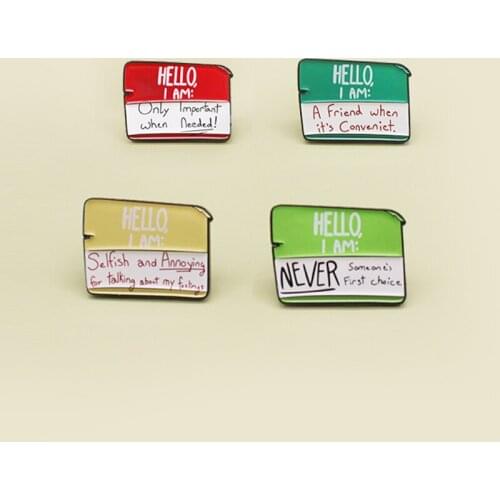 Bright Red Green Color "Never Someones First Choice" Brand Friends Brooch Friendship Selfish Annoying Emotion Accessories Gifts