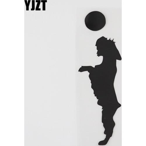 YJZT 5CMX15.5CM Fun Dog Playing The Ball Decal Vinyl Car Sticker Black/Silver 8A-0535