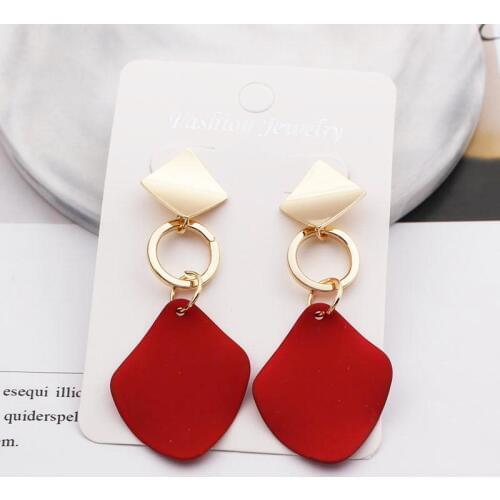 2020 New Design Red Black Gold Color Drop Earrings For Women Party Punk Creative Asymmetrical Metal Earrings Trendy Boho Jewelry