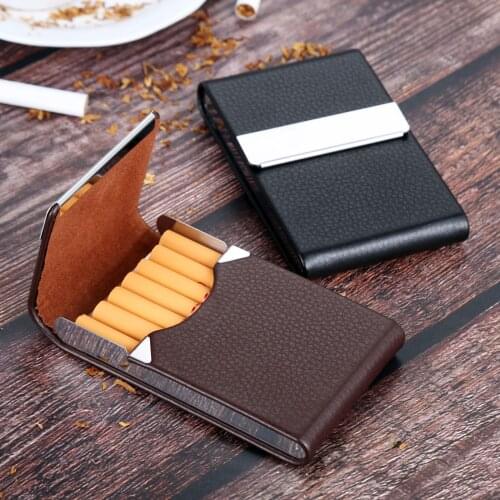 1Pc Multifunction Card Cases PU Tobacco Holder Smoking Accessories Cigarette Case Stainless Steel Cigar Storage Box