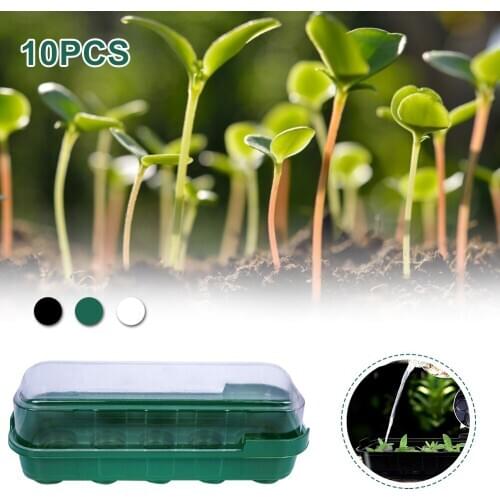 10 Cells Hole Nursery Pots Plant Seed Box Tray Insert Seeding Case Plastic Plant Seeds Growing Box Base Garden Grow Boxes 10Pcs