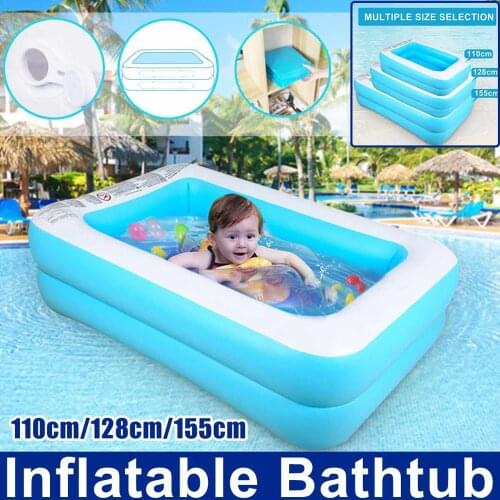 110/128/155CM Rectangular Inflatable Swimming Pool Thicken PVC Paddling Pool Bathing Tub Outdoor Summer Swimming Pool For Kids