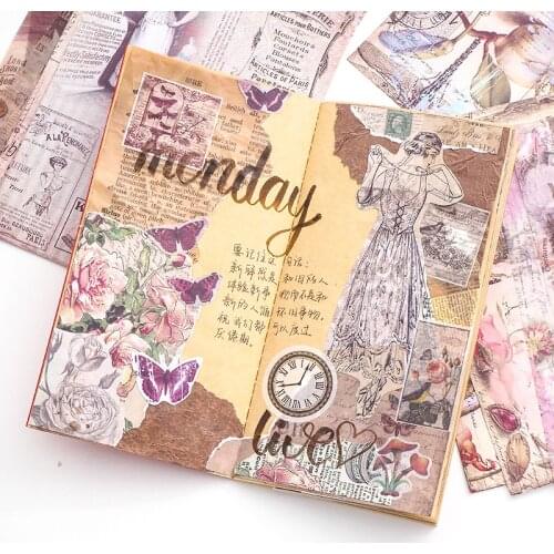 8pcs Retro Litmus Scrapbook Paper Pads Flower Vintage Pattern Design Papers for Scrapbooking DIY Junk Journal Decoration Craft