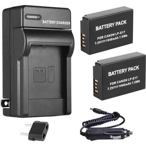 Battery (2 Pack) + Charger For Canon EOS77D, EOS200D, EOS250D, EOS750D, EOS760D, EOS800D, EOS8000D, EOS9000D Digital SLR Camera