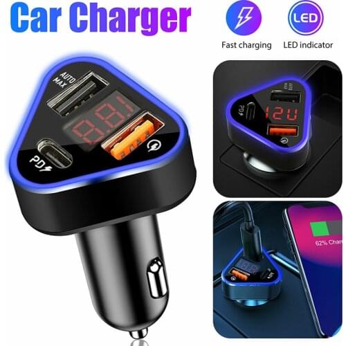 QC 3.0 Car Charger With LED Indicator Light For iPhone 12 Pro Max High Compatibility Fast Charge 41W PD Type C USB Adapter