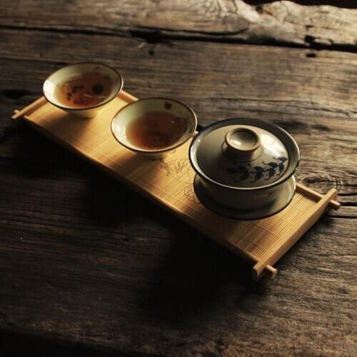 Bamboo Rectangle Kungfu Tea Table Serving Tray Chinese Classical Serving Tea Tray Storage Tea Cup Tray