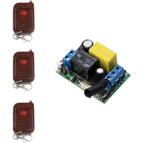 New AC 220V 1CH Relay Wireless Remote Control Switch Remote Power Switch Output 220V Receiver + 3Pcs Red Button Transmitter