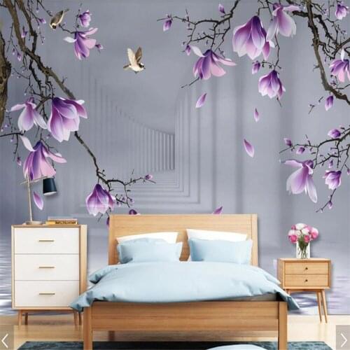 Milofi custom large wallpaper mural hand painted magnolia bird 3D living room background wall paper decorative painting