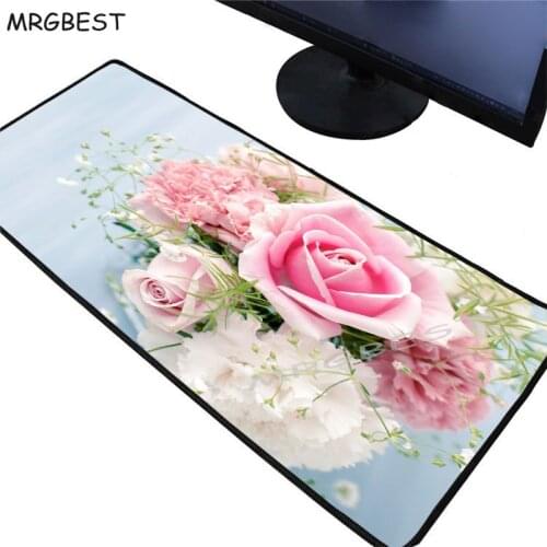 MRGBEST Big Promotion Pink Carnation Flower Laptop Gaming Mouse Pad Large Rubber Lockedge Mousepad for Wife/Girlfriend Xl