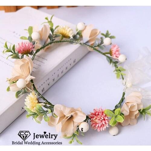 CC Wreath Women Accessories Wedding Crown Bridal Hairwear Engagement Hair Ornaments Forest Style Floral Corolla Leaf Party 58452