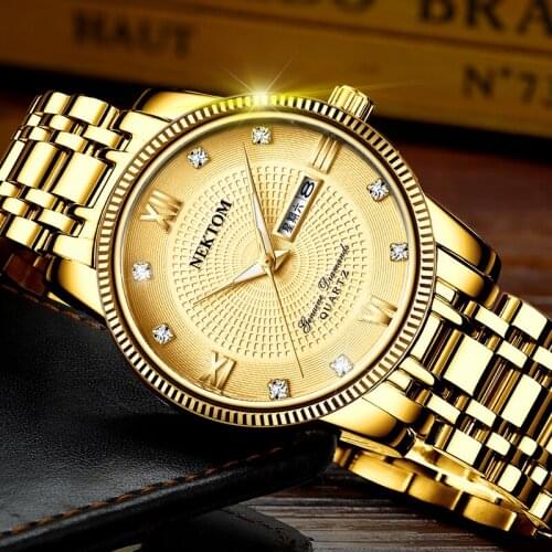 NEKTOM Masculino Mens Watches Business Luxury Brand Watch Mens Quartz Stainless Steel Clock Fashion Chronograph Watches Man
