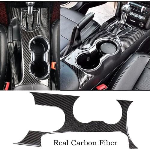 For Ford Mustang 2015-20120 Real Carbon Fiber Gear Shift Water Cup Holder Cover