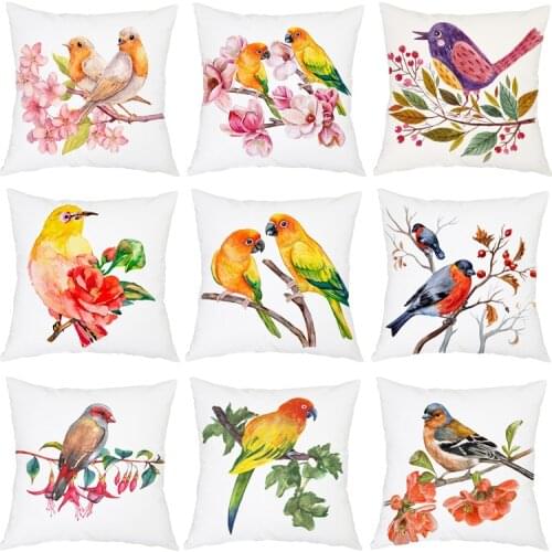 Nordic Style Animal Bird Cushion Cover Moden Sofa Bedroom Colorful Home Decorative Throw Pillow Cover Bird Pattern Pillowcase
