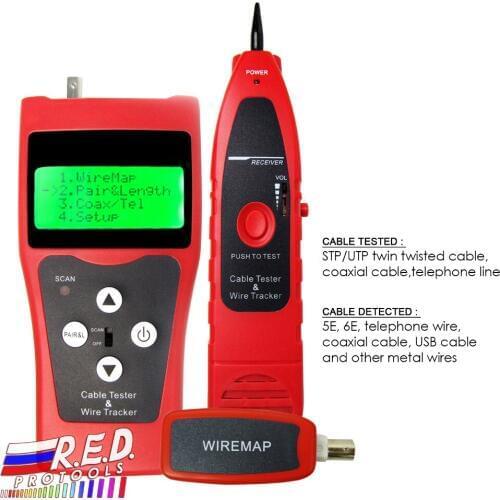 Digital LAN Network Cable Tracker Tester Hunts 5E 6E Telephone Wire Sorting Coax Cable Length Multipurpose Ethernet Tester