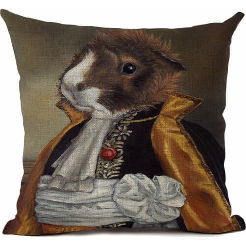 Retro Style Cute animal Decorative Cushion Cover Oil Painting Printed Sofa Throw Pillow Car Chair Home Decor Pillow Case