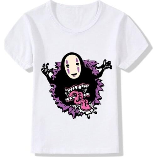 Children The No Face Spirit Print Funny T shirt Boys and Girls Soft Short Sleeves Clothes Kids Anime Casual T-shirt,ooo2268