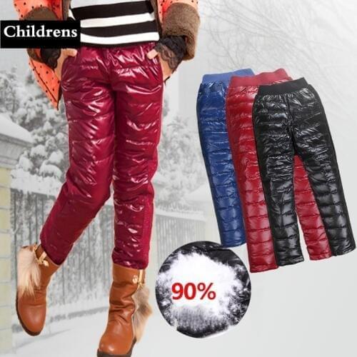 Girls Childrens Down Pants Autumn Winter Thicken Windproof Warm Down Cotton Pants Kids Outdoor Sports Warm Duck Down Trousers