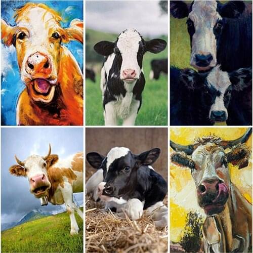 DIY 5D Diamond Painting Cow Animals Full Square Round Rhinestone Paintings Diamond Embroidery Cross Stitch Mosaic Home Decor