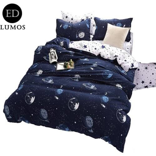 ED-Lumos Duvet Cover Set with 2 Pillowcases for Kids Bedding 4-Piece Dark Blue Universe Planet Design 4 Sizes
