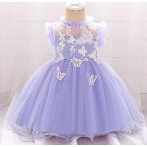 Baby girl elegant lace bow net gauze princess dress baby one-year-old dress wedding dress formal dress girl dress baby clothing